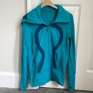 Lululemon In Stride Jacket Full Zip Striped Teal Size 6